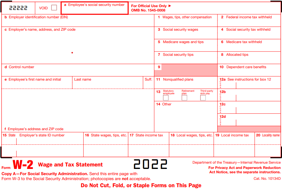 2022 Form W2 for the State of Iowa